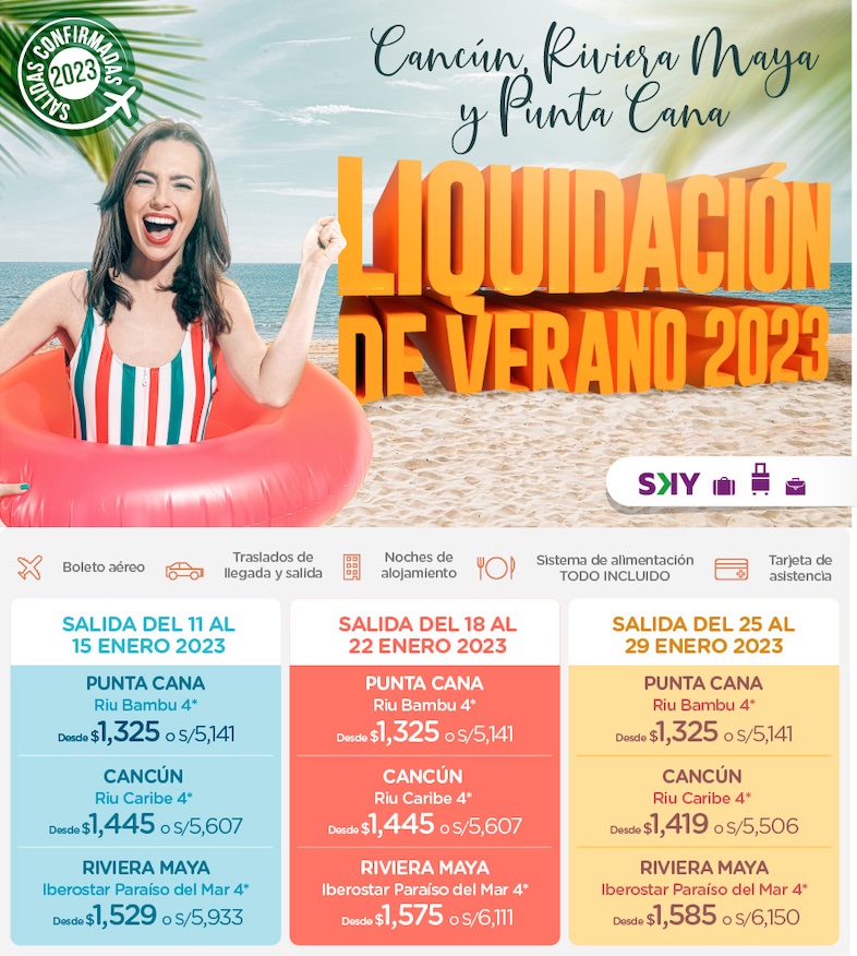 Salidas Confirmadas 2023 Cancún Riviera Maya Punta Cana